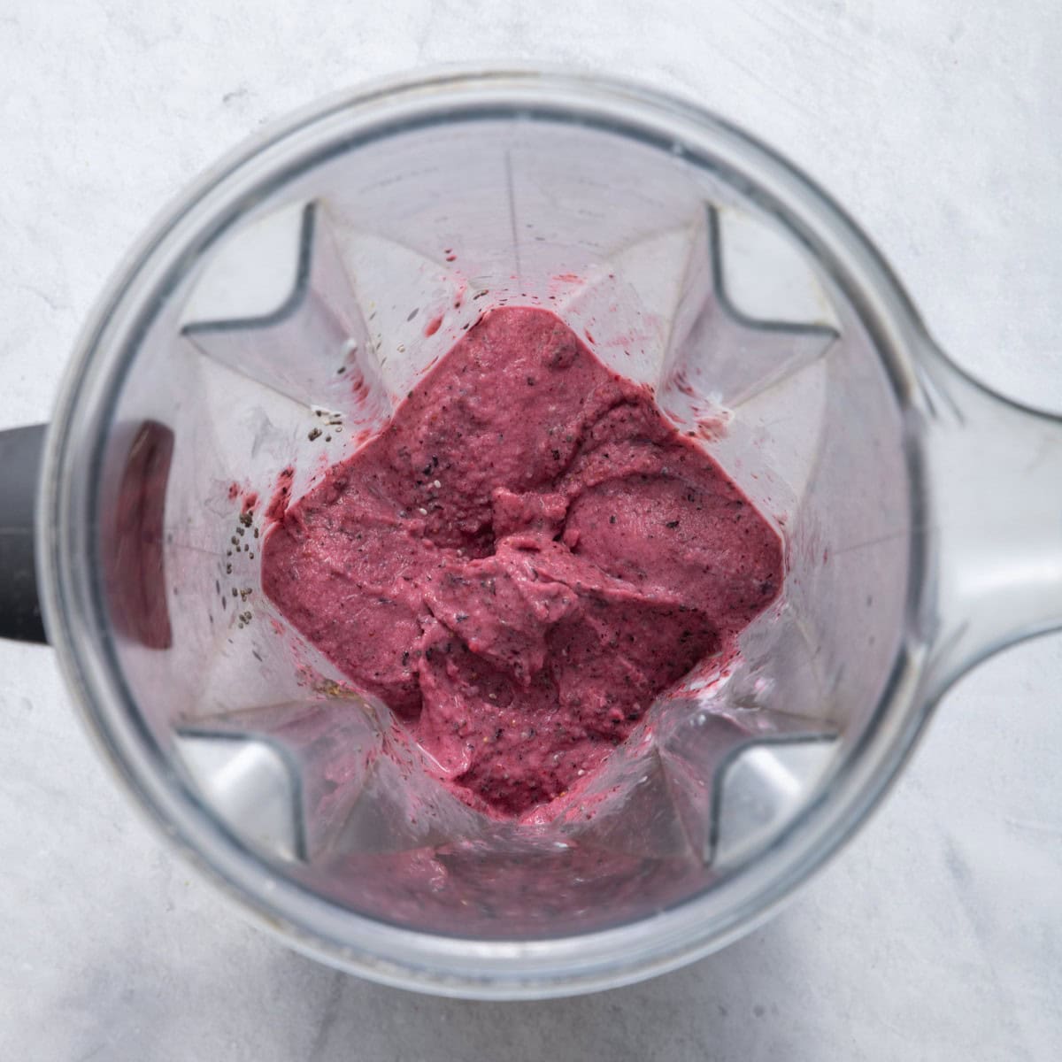 Berry smoothie after blending.