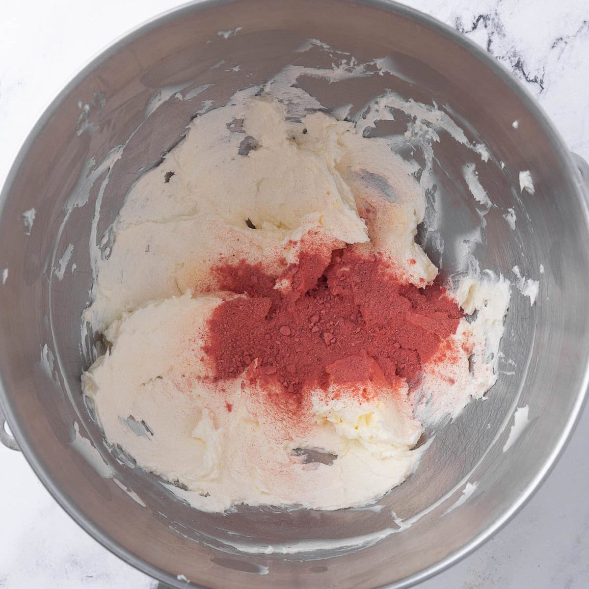 After smooth with reserved strawberry powder added.