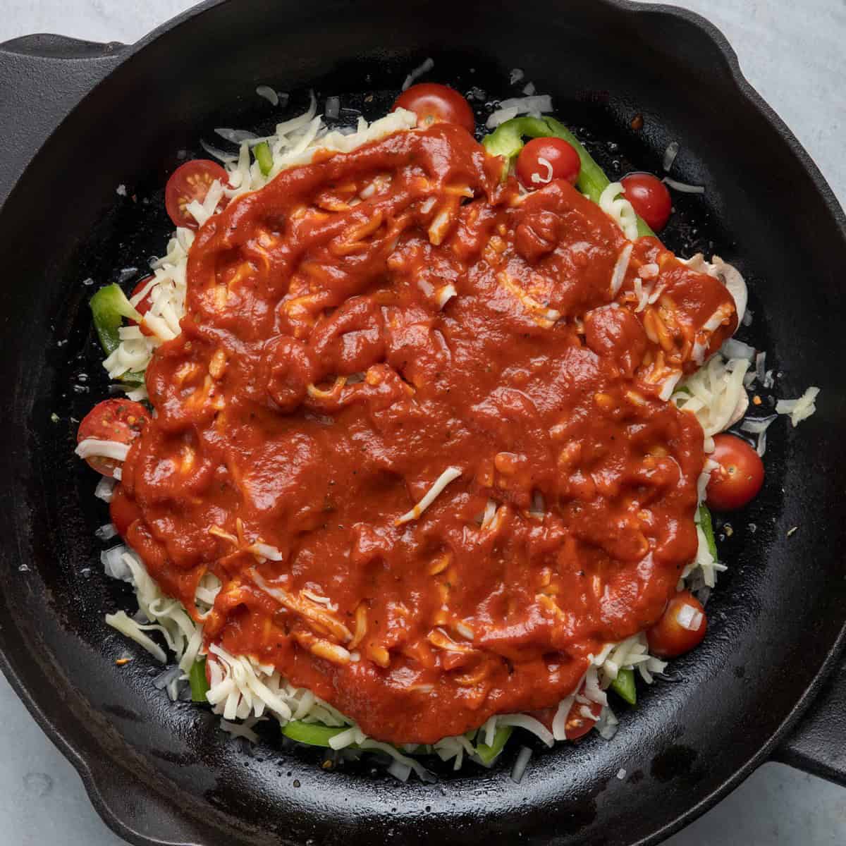 Then sauce is added.