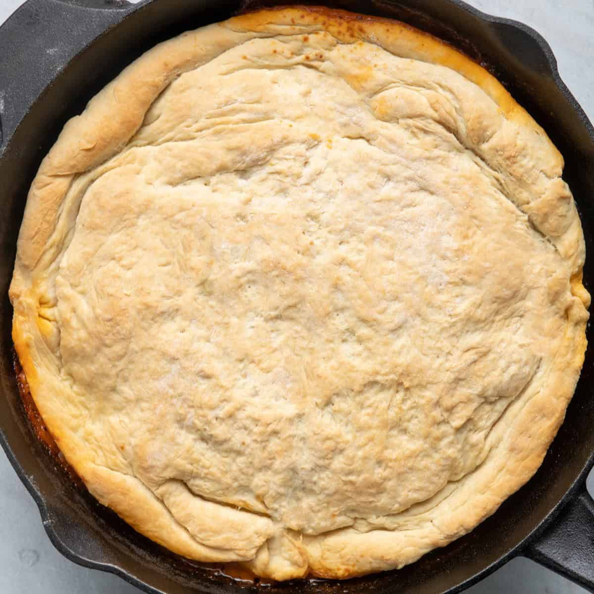 After cooking recipe, before flipping.