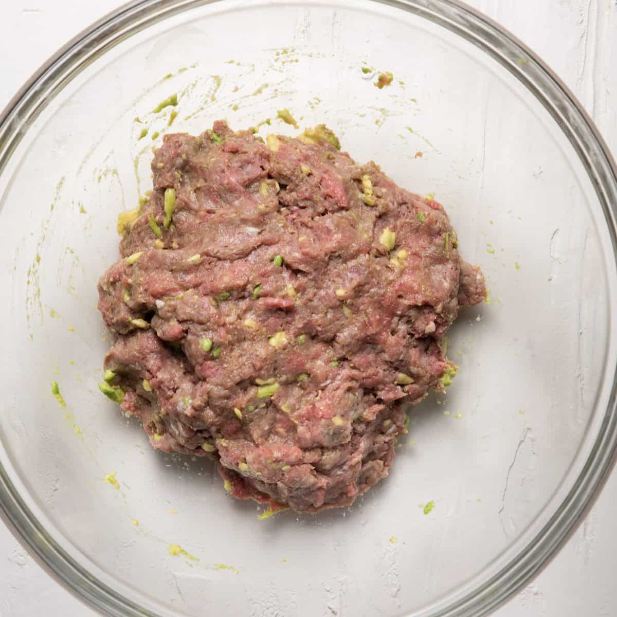After mixing burger patties ingredients together.