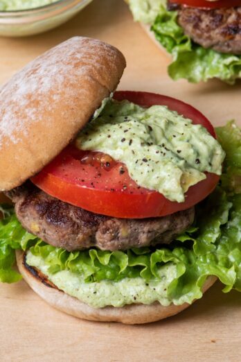 Avocado burger recipe.