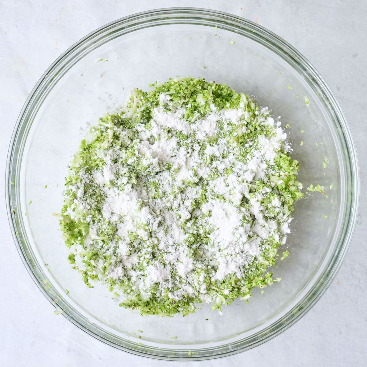 After combining mixture with flour sprinkled on top.