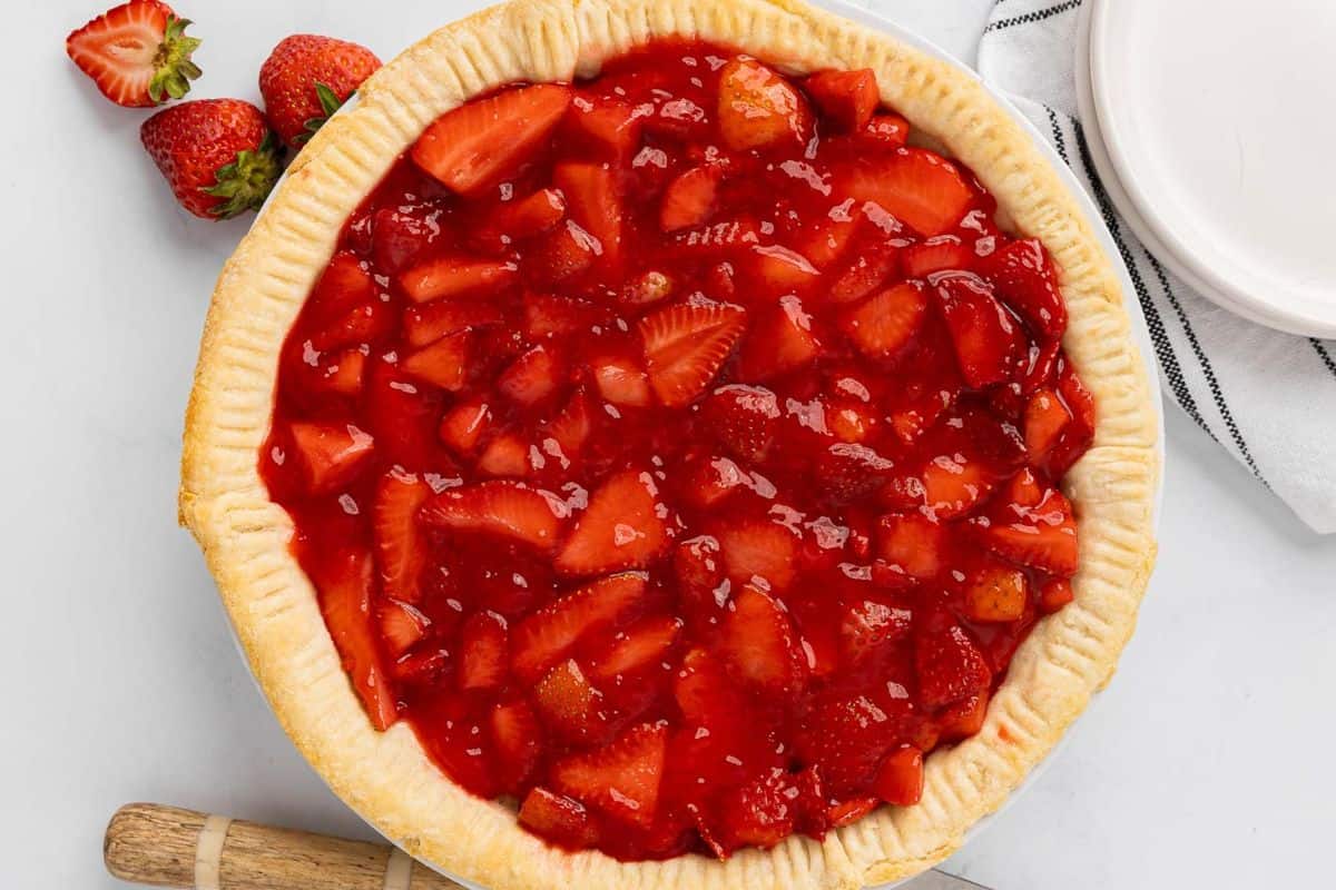 Homemade fresh strawberry pie.