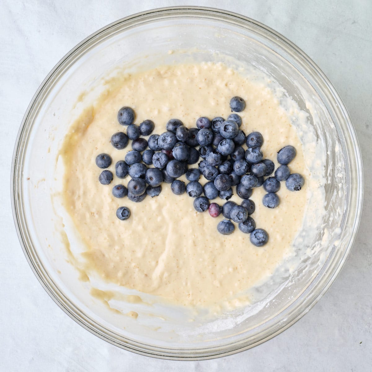 After mixing with blueberries added.