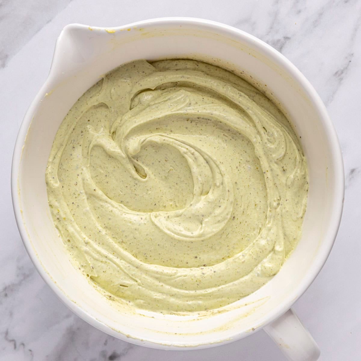 Final cream mixture in a bowl.