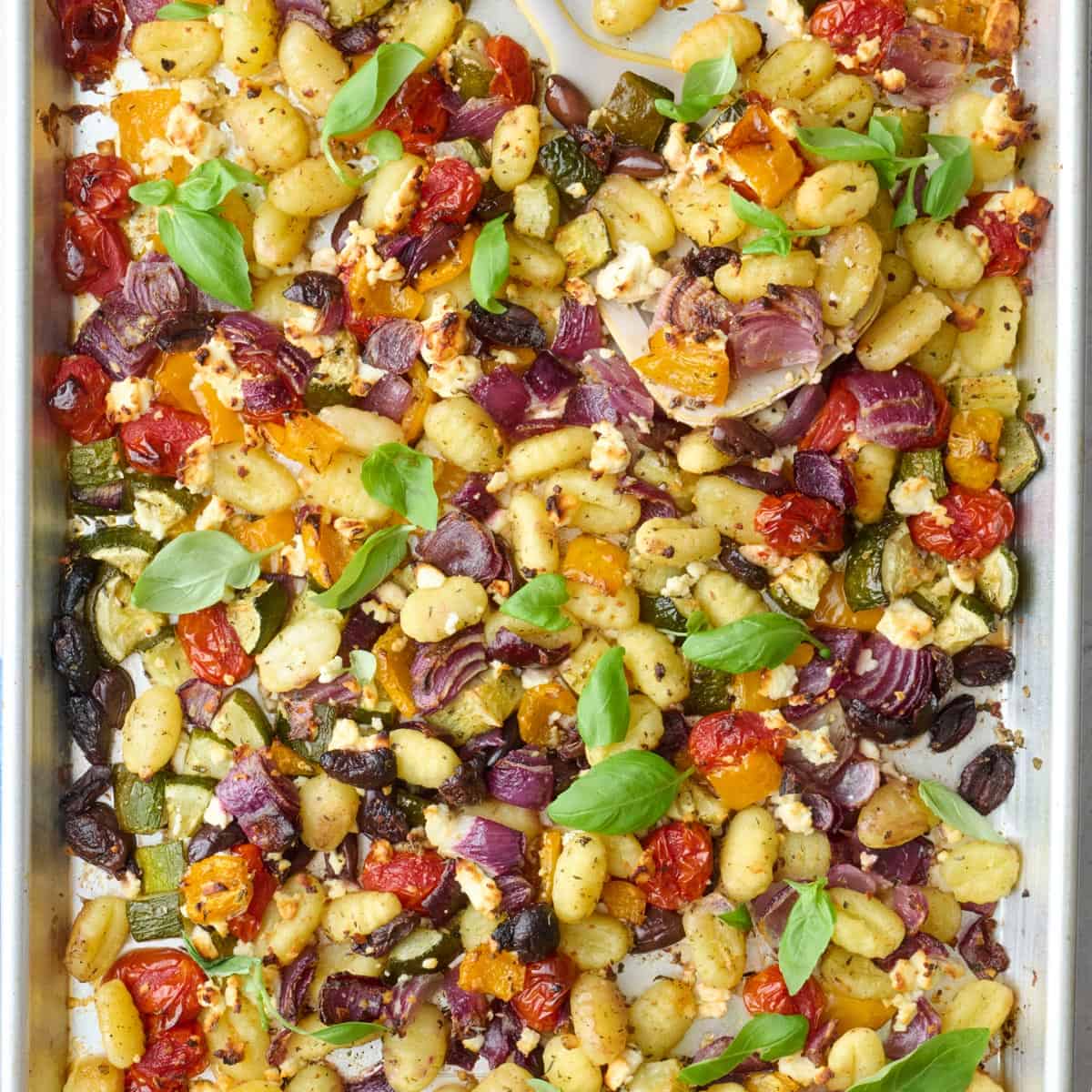Sheet pan gnocchi recipe.