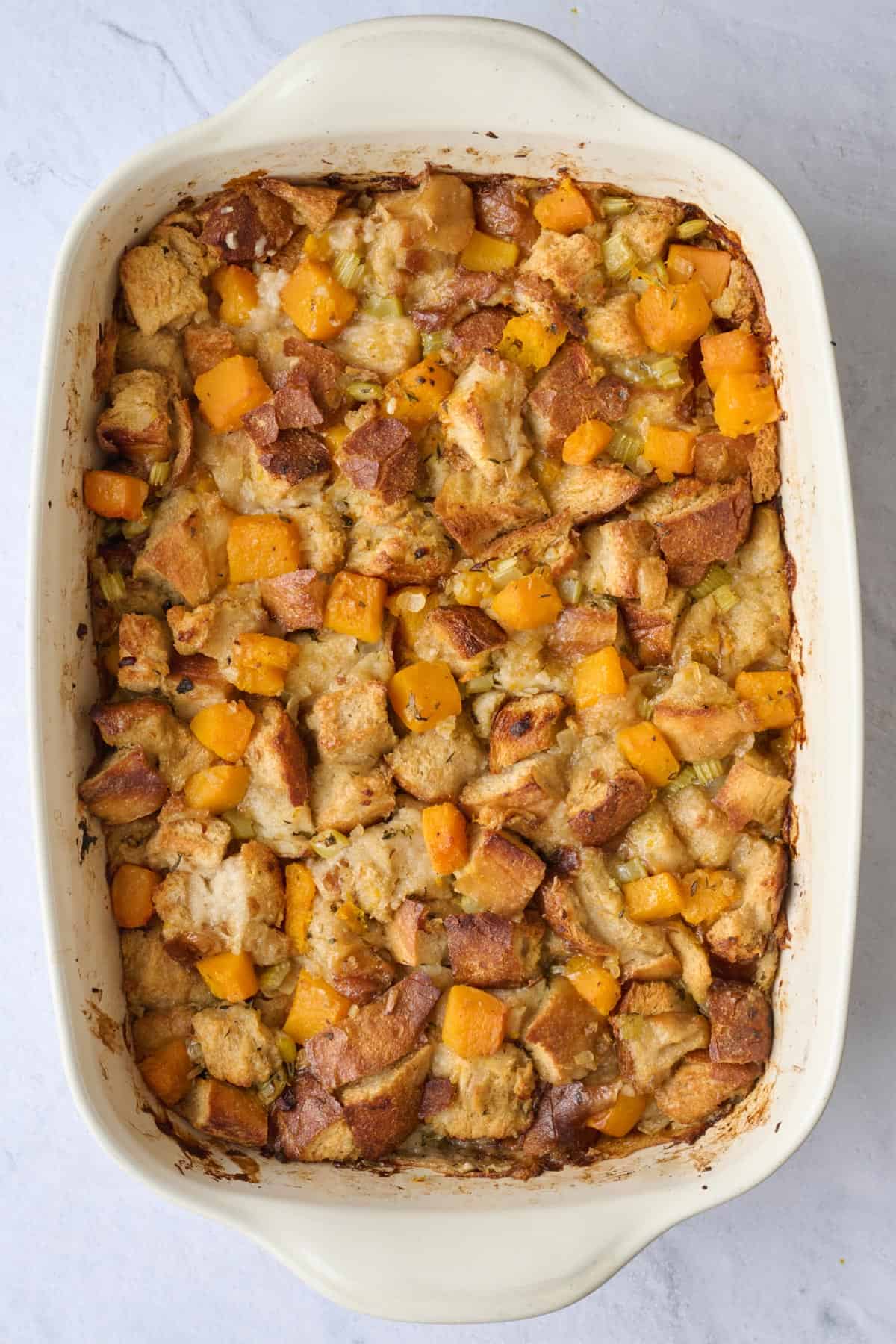 Recipe after baking with a toasty top.