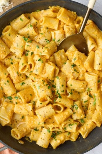 Creamy pumpkin pasta recipe.