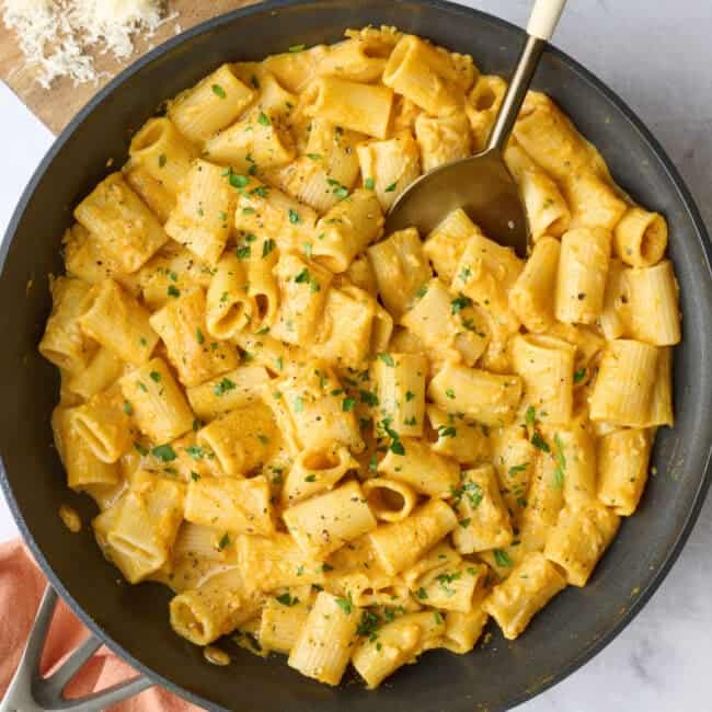 Creamy pumpkin pasta recipe.