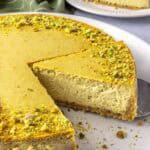 Homemade pistachio cheesecake recipe.