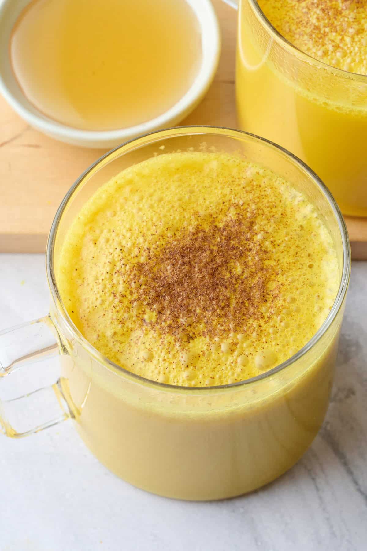 Homemade golden milk latte made with turmeric, cinnamon, ginger and black pepper.