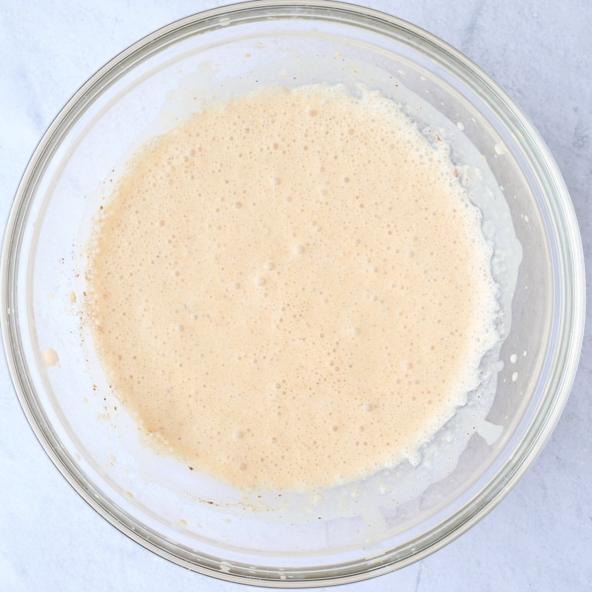 After whisking the pumpkin cream ingredients together in a bowl until thick and foamy.