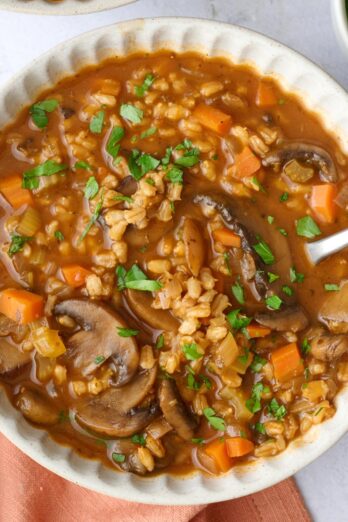 Mushroom barley soup recipe.