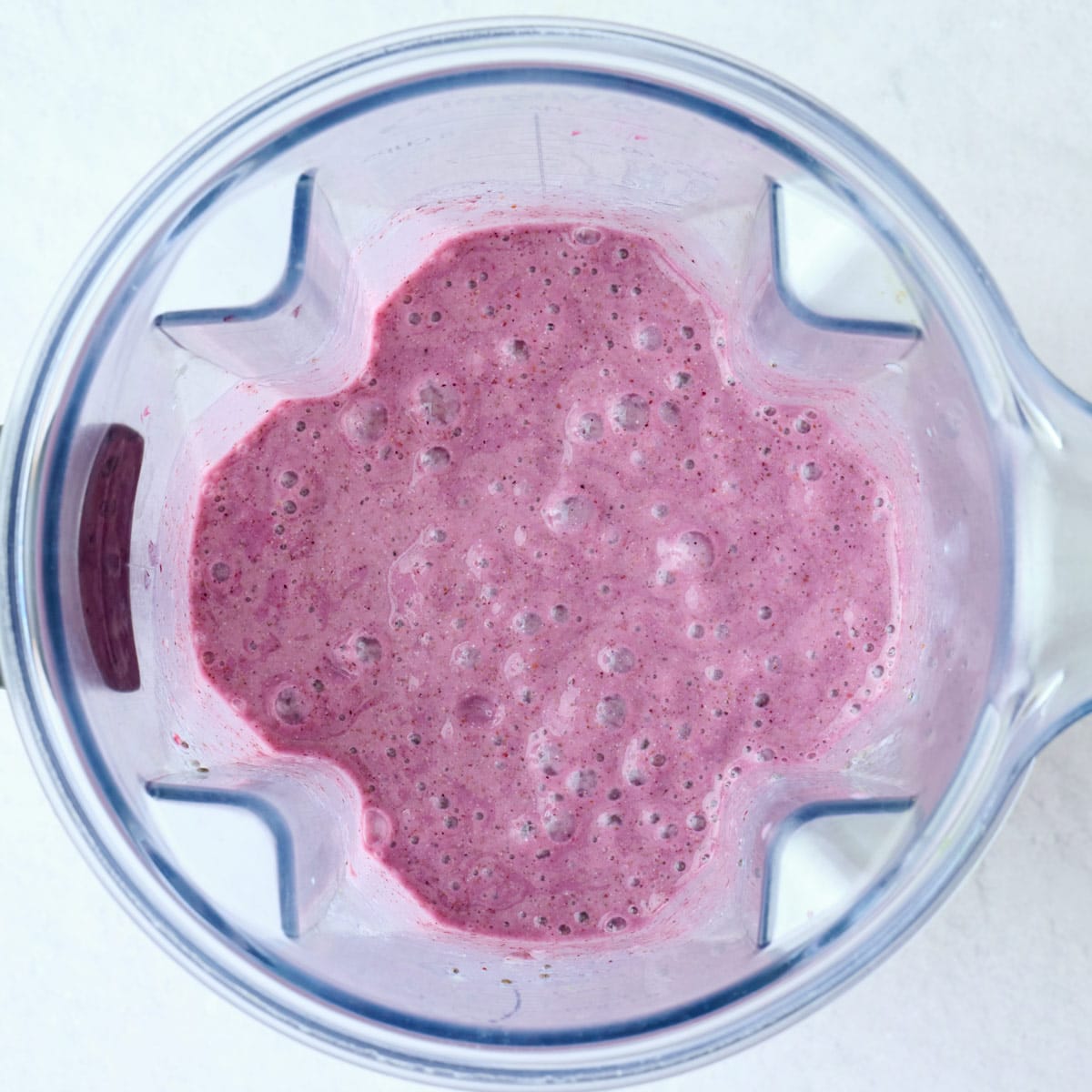 Blended chia smoothie recipe in a blender.