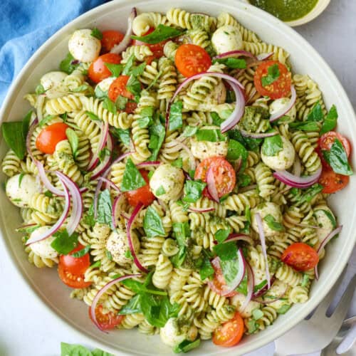 Pesto pasta salad recipe.