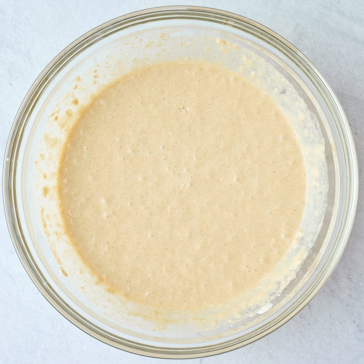 Whole wheat pancake batter in a bowl.