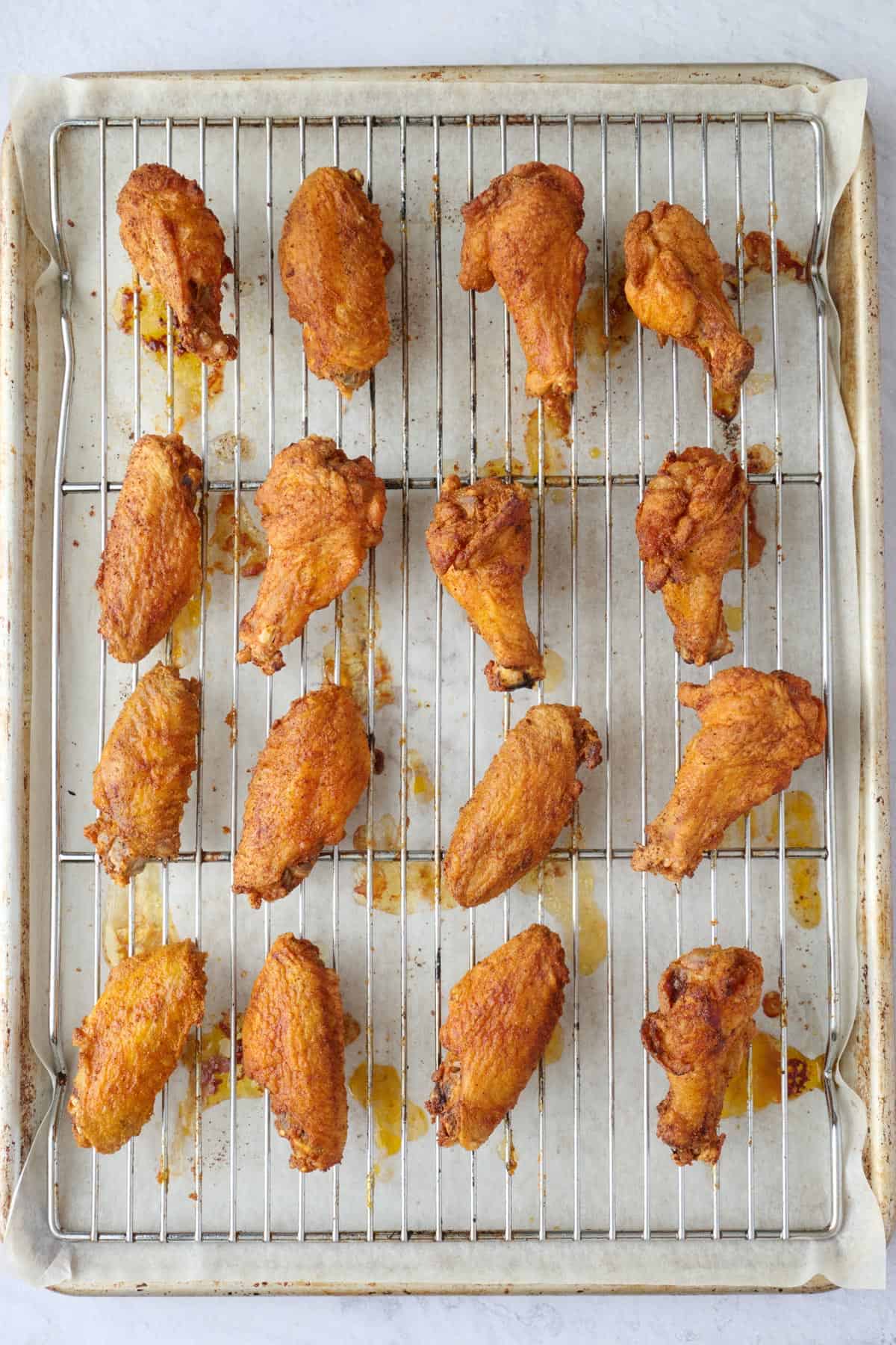 Crispy baked wings after baking.