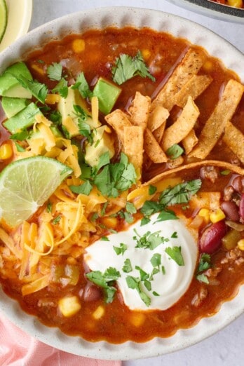 Easy taco soup recipe.