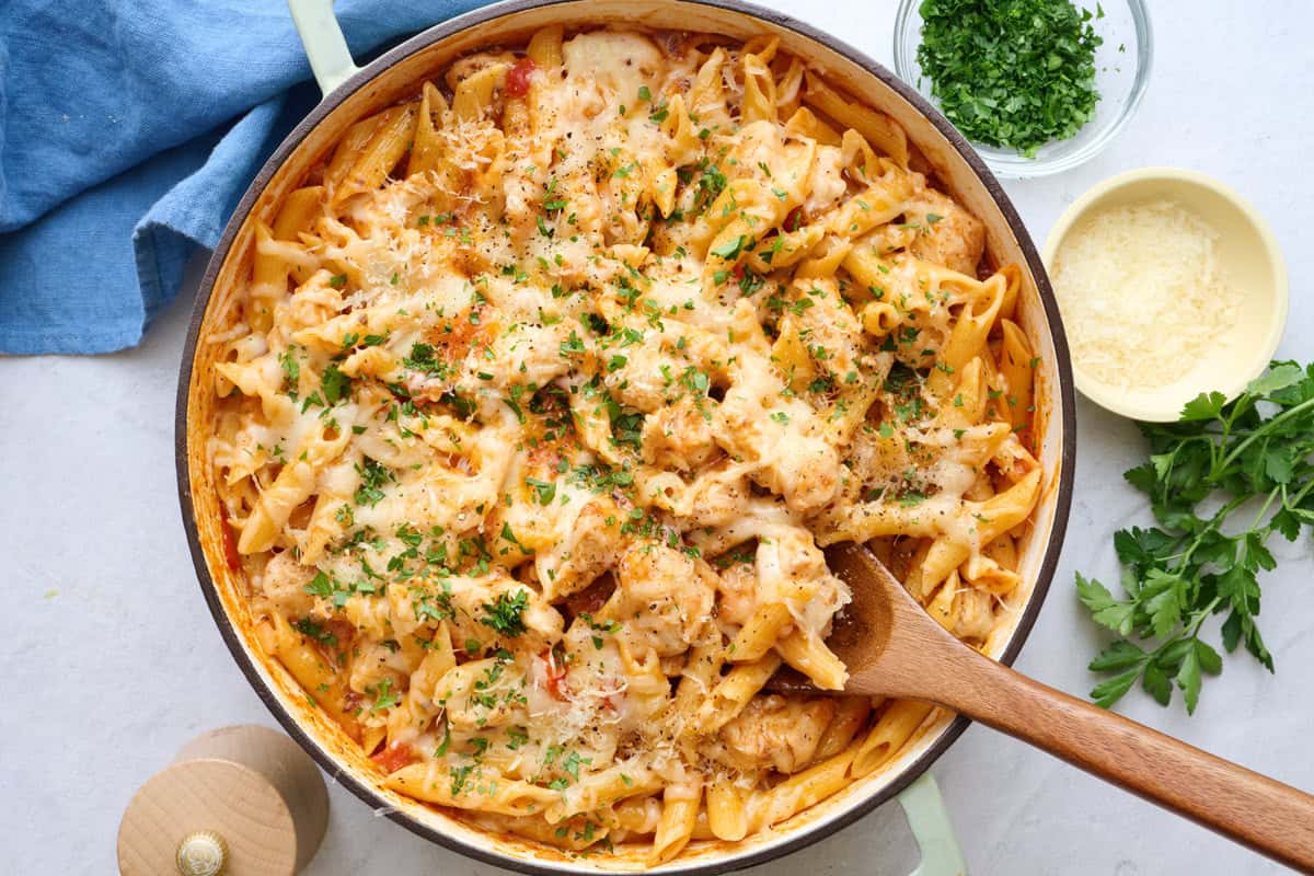 Chicken Parmesan Pasta.