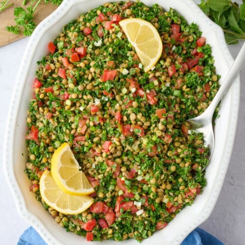 Lentil tabbouleh salad recipe.