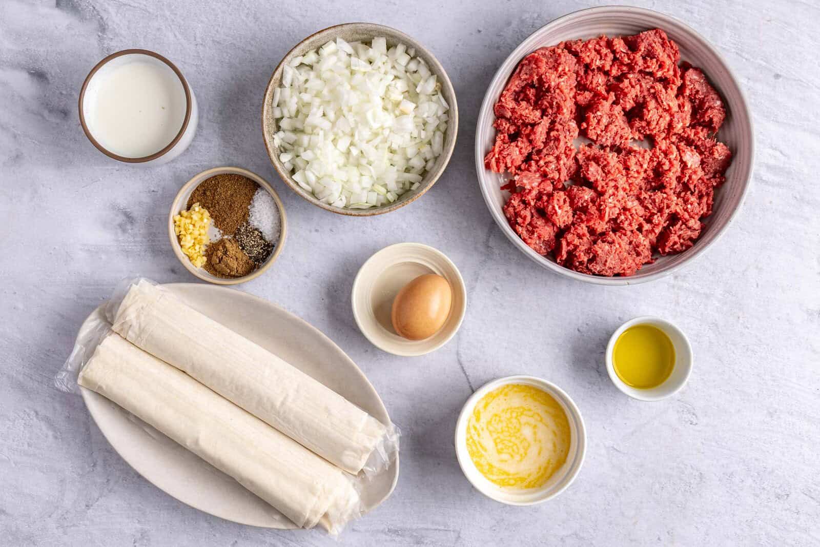 Ingredients for the recipe before prepped.
