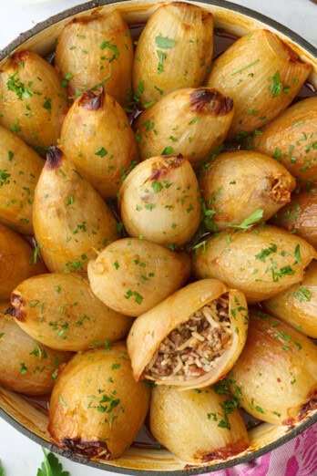 Mediterranean stuffed onions recipe.